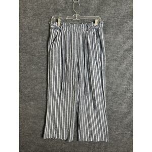 Knox Rose Womens Pull On Pants Sz Medium Striped Linen Blend Belted Beachy Boho